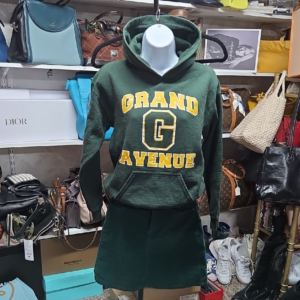 Market & Spruce Forest Green Hoodie with Gold Accents